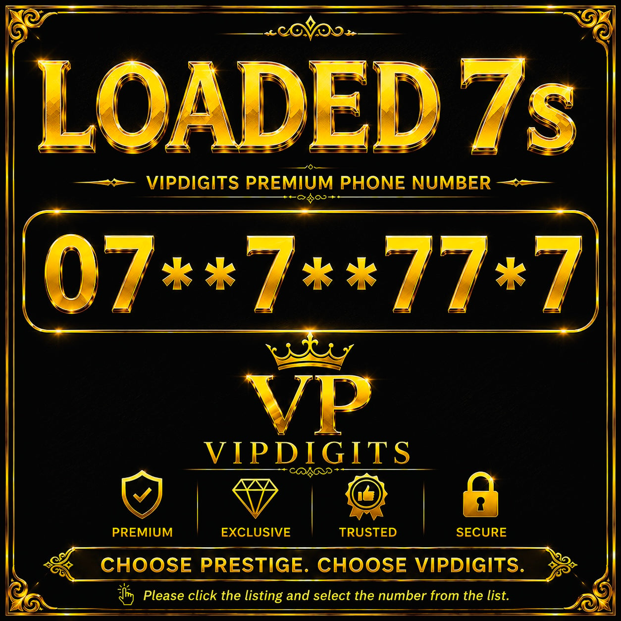 077777 Loaded 7s Gold Mobile Phone Numbers UK – Buy Premium VIP Easy-to-Remember Mobile Numbers