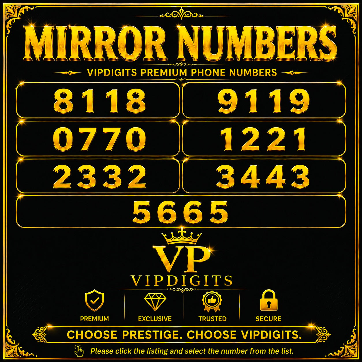 Mirror Gold VIP Mobile Numbers UK – Premium Symmetrical Easy-to-Remember Business & Luxury SIM Cards
