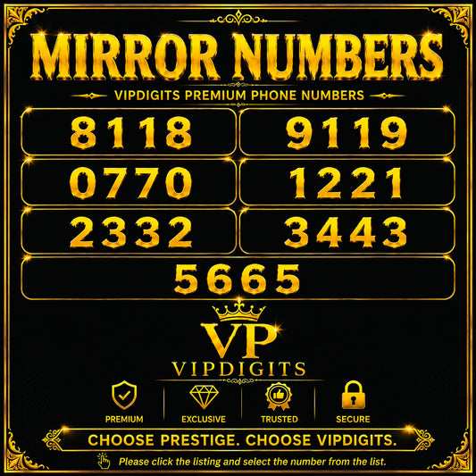 Mirror Gold VIP Mobile Numbers UK – Premium Symmetrical Easy-to-Remember Business & Luxury SIM Cards