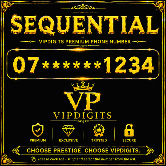 07 1234 Gold VIP Mobile Number UK – Iconic 1234 Countdown Premium Easy-to-Remember Business SIM