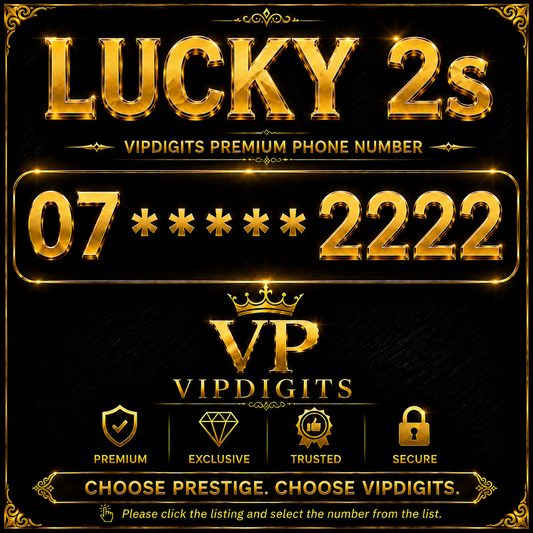 07 2222 Gold Lucky 2s VIP Mobile Numbers UK – Rare Premium Easy-to-Remember SIM Cards
