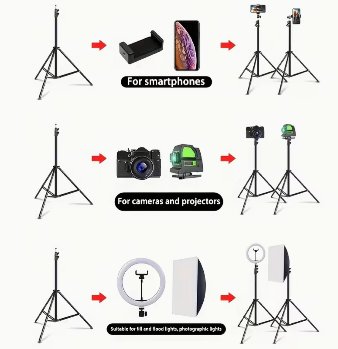 Universal Pro Projector & Camera Tripod Stand – Adjustable Floor Stand for Projectors, Cameras & Devices