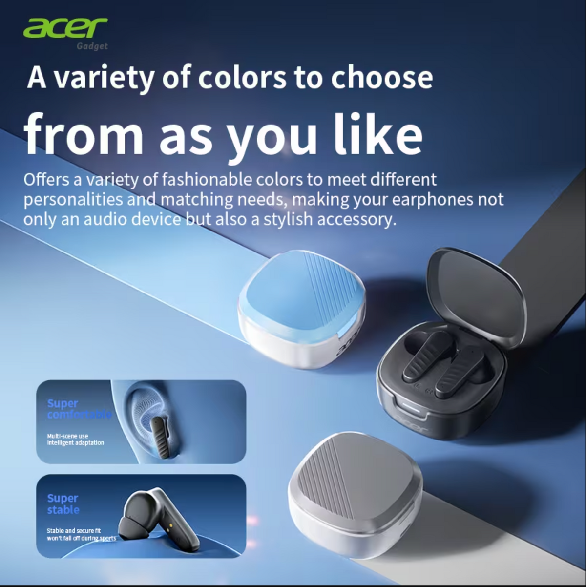 Acer OHR503 Wireless Earbuds – Noise Cancelling, Spatial Audio & Low Latency